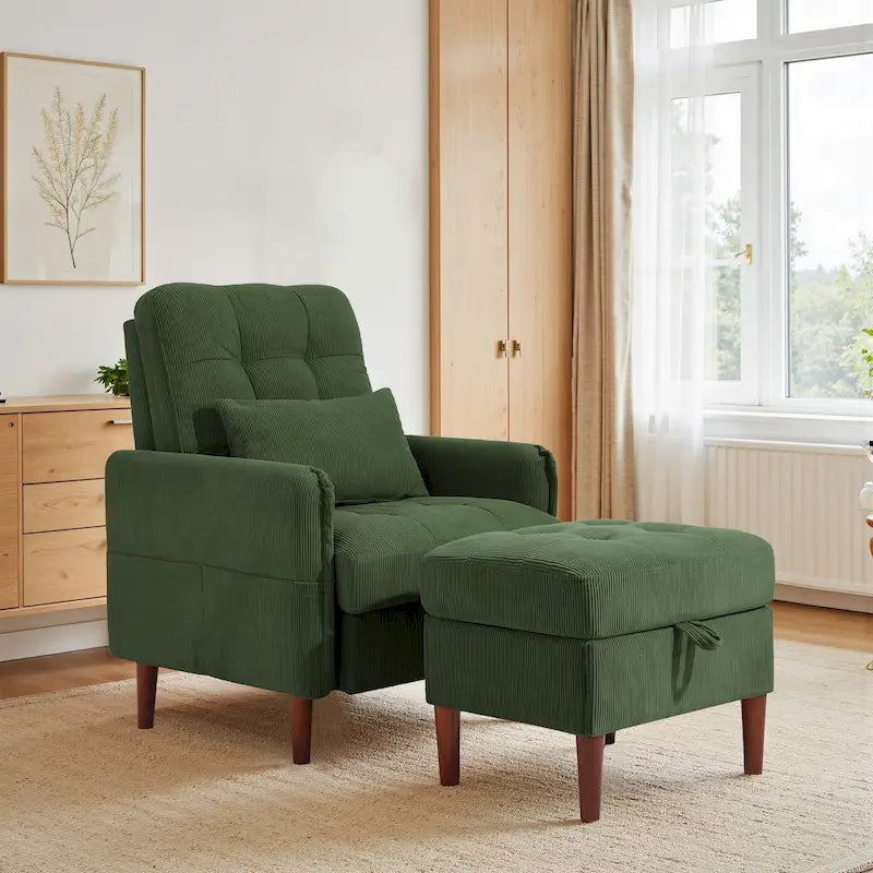 Fauteuil d'appoint et pouf de rangement avec dossier réglable