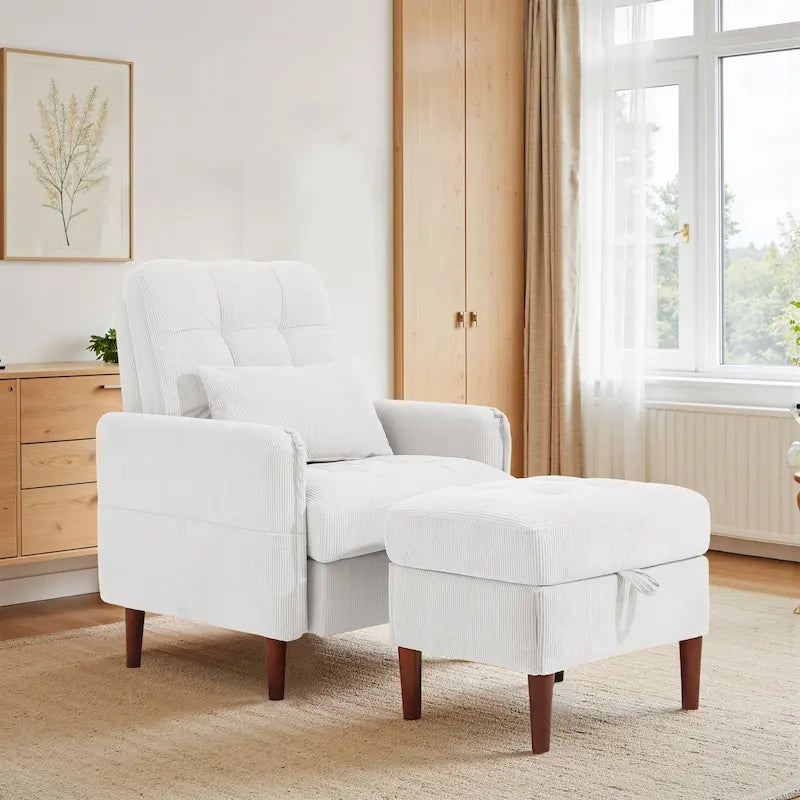Fauteuil d'appoint et pouf de rangement avec dossier réglable