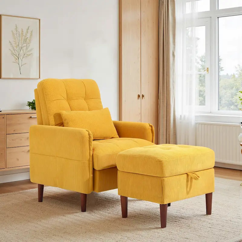 Fauteuil d'appoint et pouf de rangement avec dossier réglable