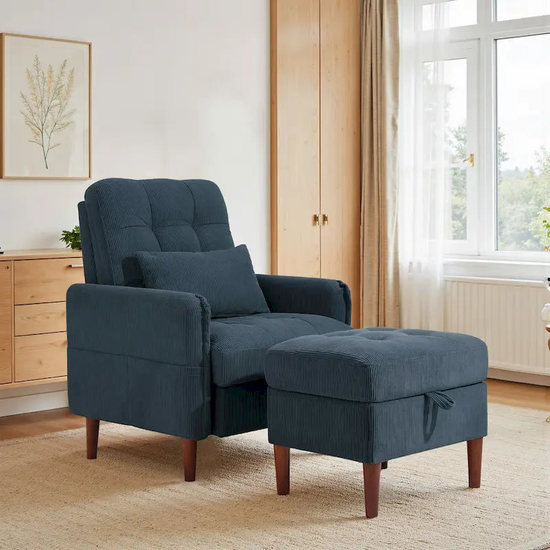 Fauteuil d'appoint et pouf de rangement avec dossier réglable