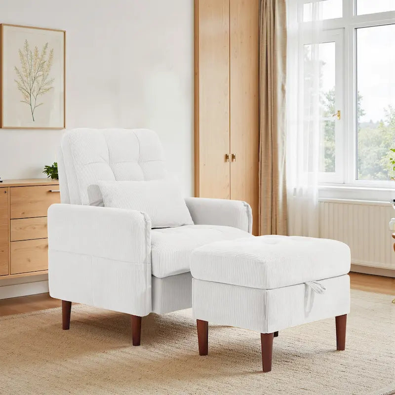 Fauteuil d'appoint et pouf de rangement avec dossier réglable