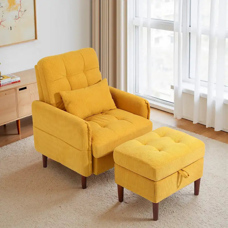 Fauteuil d'appoint et pouf de rangement avec dossier réglable