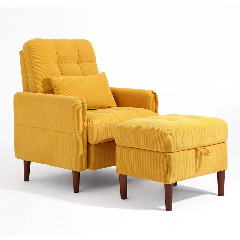 Fauteuil d'appoint et pouf de rangement avec dossier réglable