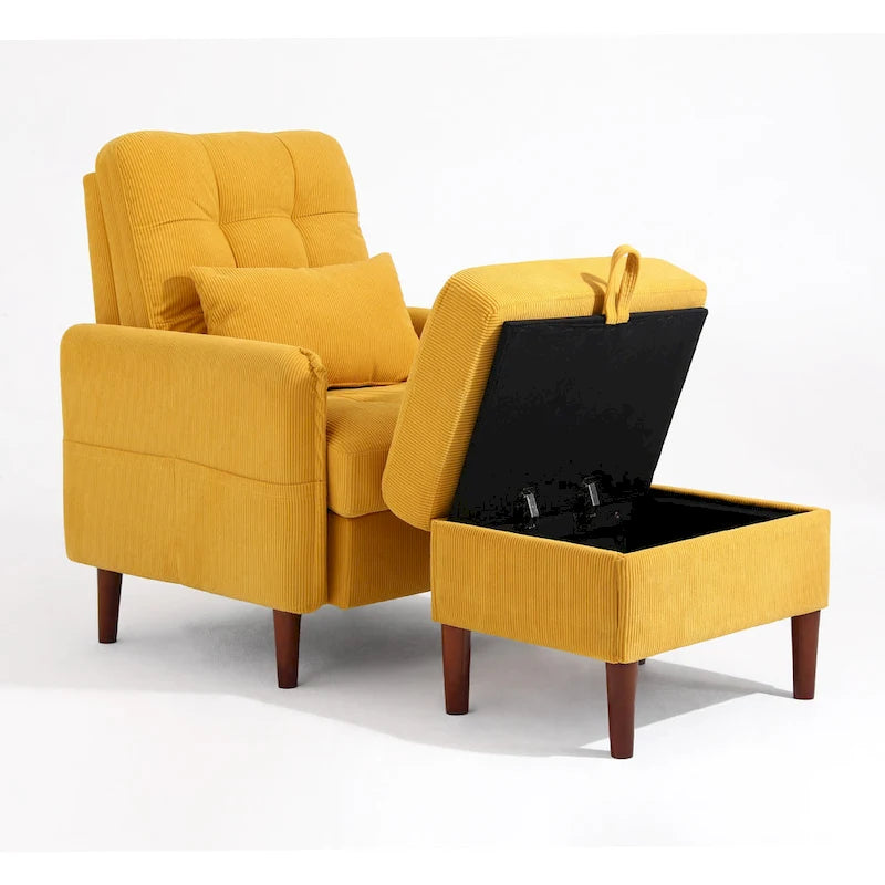 Fauteuil d'appoint et pouf de rangement avec dossier réglable