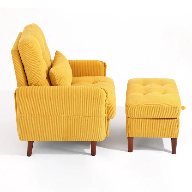 Fauteuil d'appoint et pouf de rangement avec dossier réglable