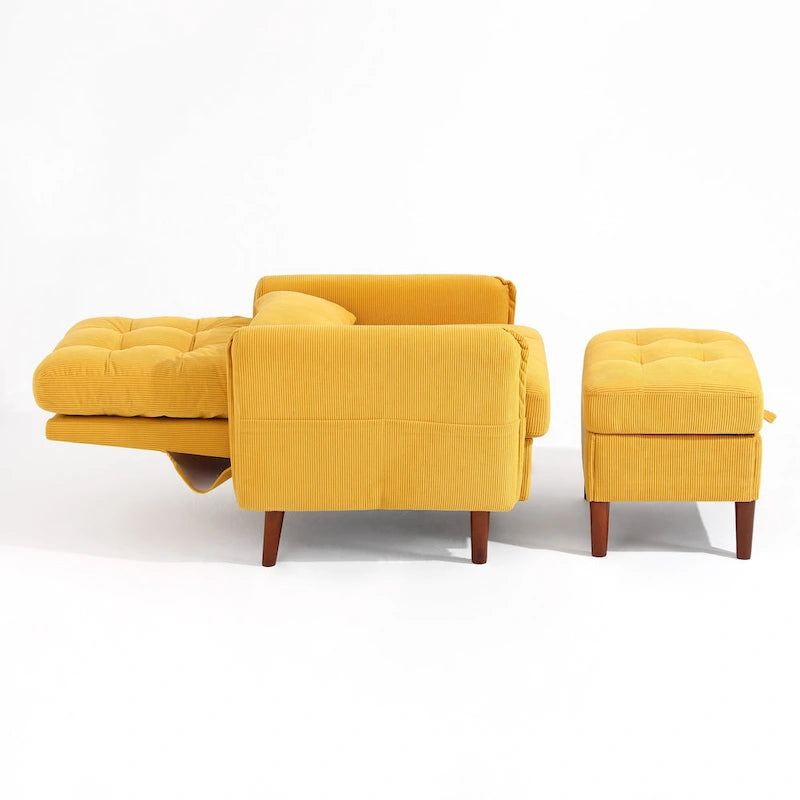 Fauteuil d'appoint et pouf de rangement avec dossier réglable