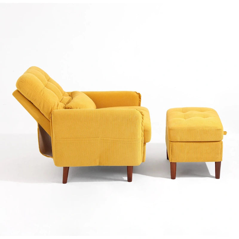Fauteuil d'appoint et pouf de rangement avec dossier réglable