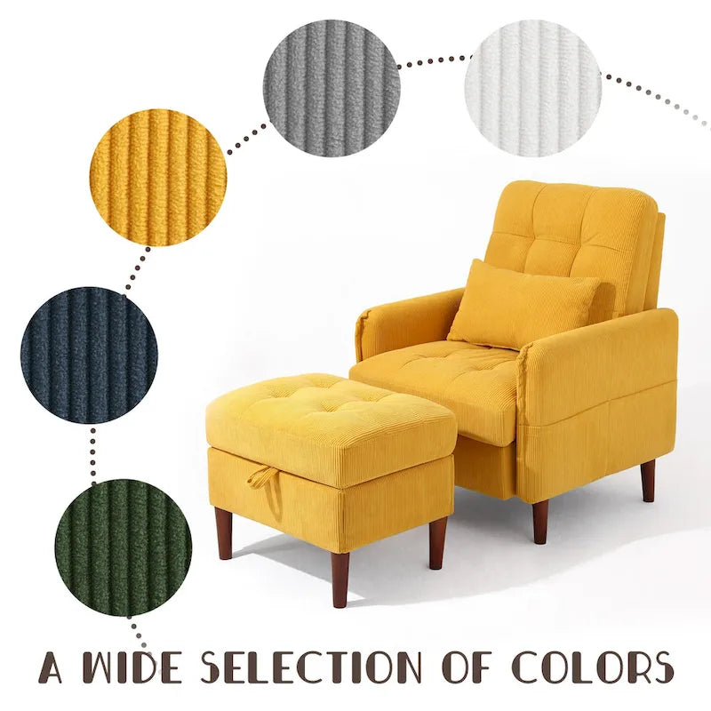 Fauteuil d'appoint et pouf de rangement avec dossier réglable