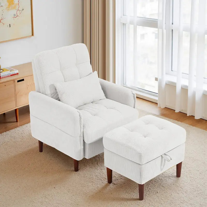 Fauteuil d'appoint et pouf de rangement avec dossier réglable
