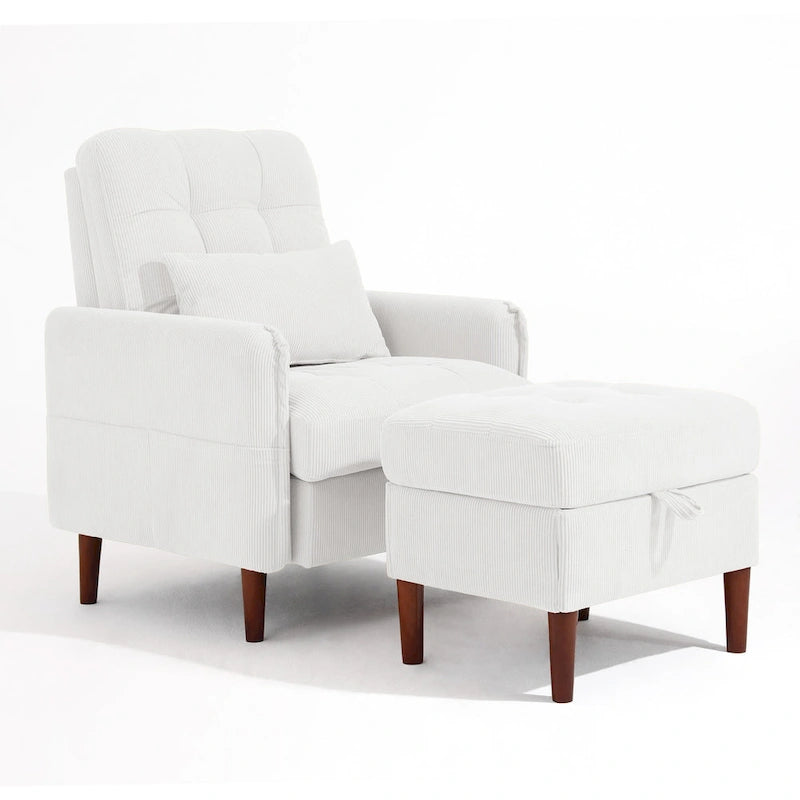 Fauteuil d'appoint et pouf de rangement avec dossier réglable
