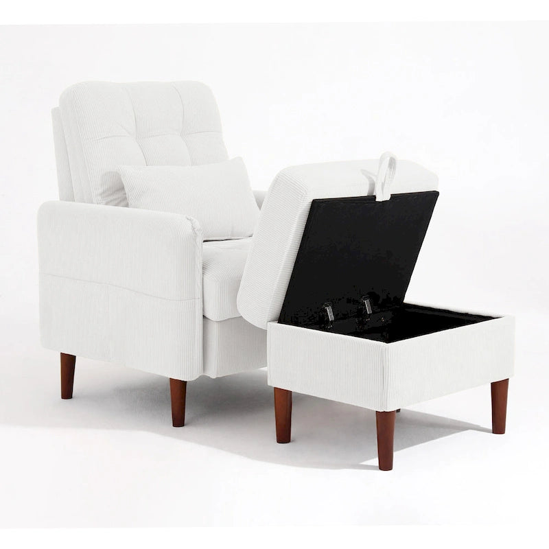 Fauteuil d'appoint et pouf de rangement avec dossier réglable
