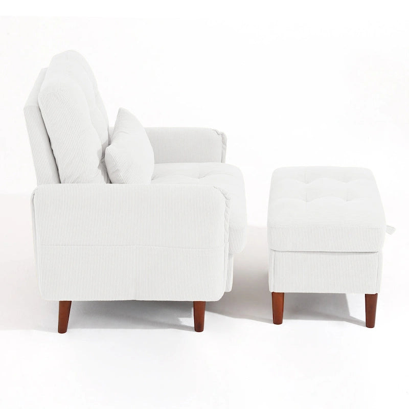 Fauteuil d'appoint et pouf de rangement avec dossier réglable