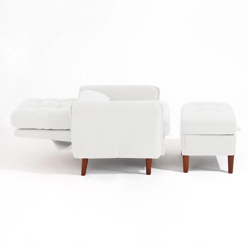 Fauteuil d'appoint et pouf de rangement avec dossier réglable