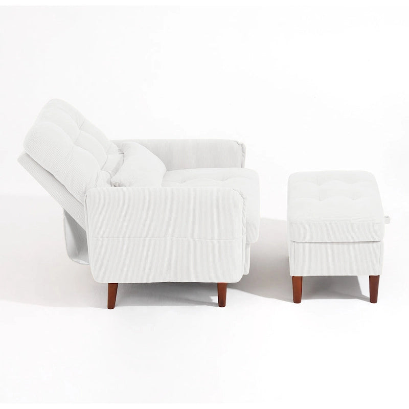 Fauteuil d'appoint et pouf de rangement avec dossier réglable