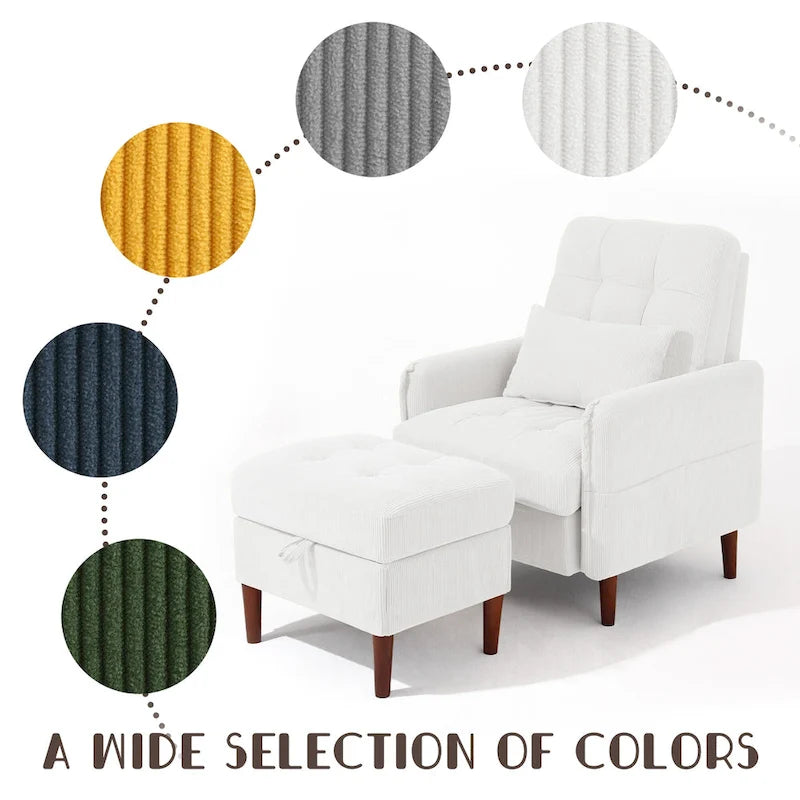 Fauteuil d'appoint et pouf de rangement avec dossier réglable