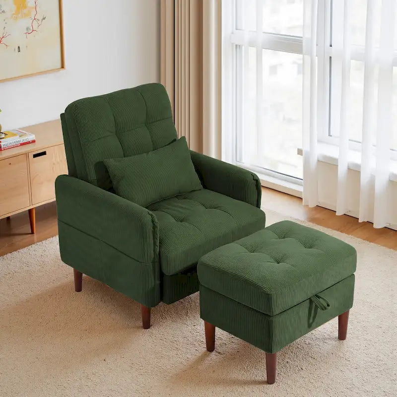 Fauteuil d'appoint et pouf de rangement avec dossier réglable