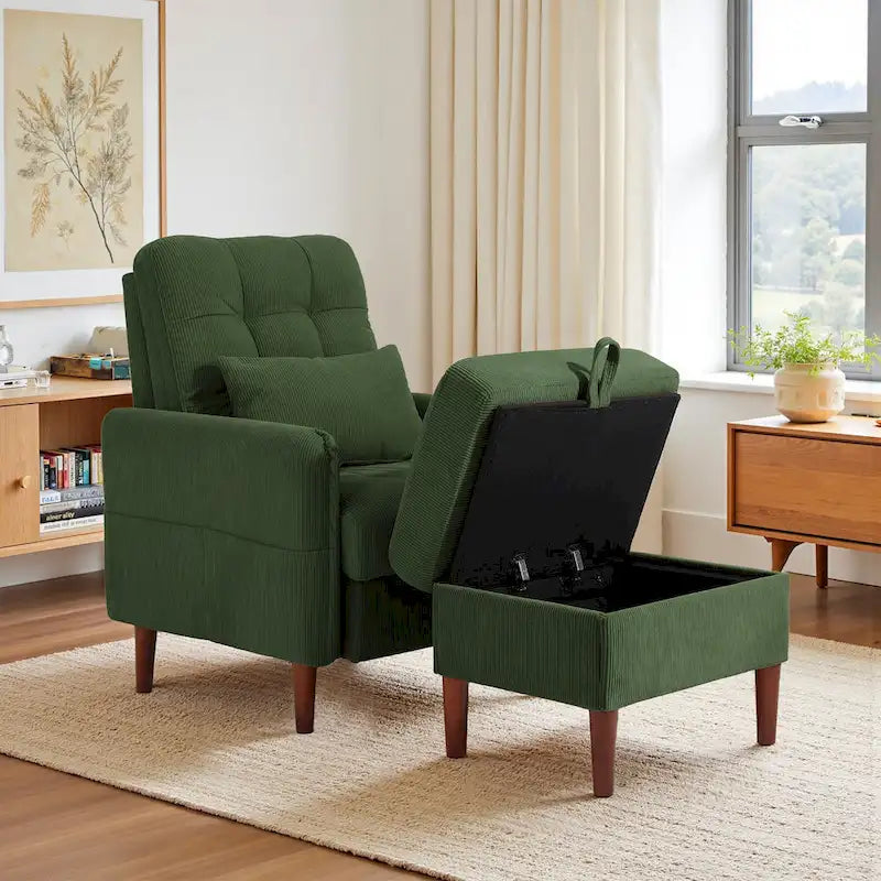 Fauteuil d'appoint et pouf de rangement avec dossier réglable