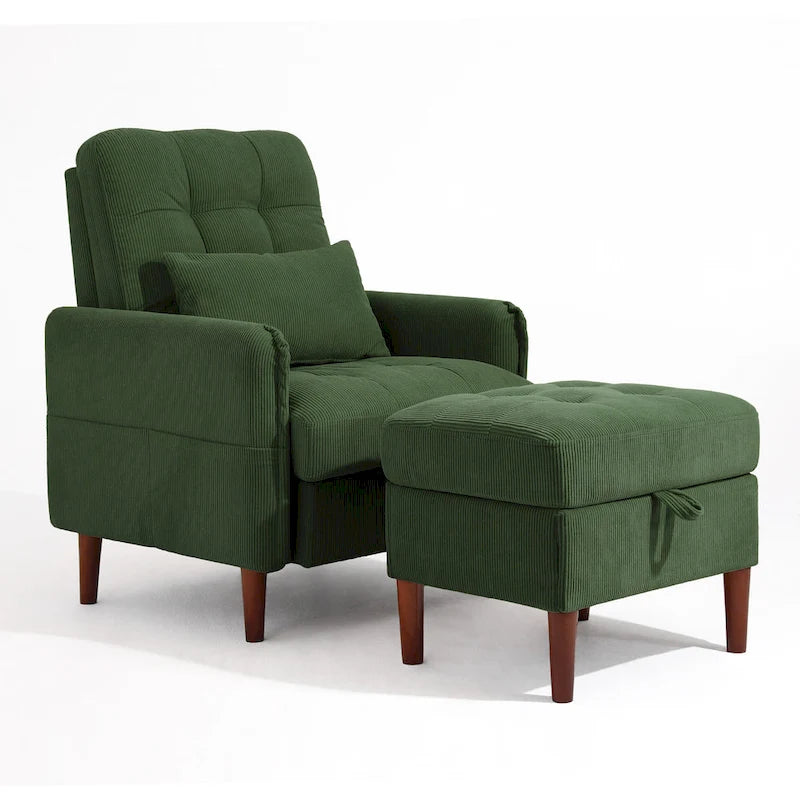 Fauteuil d'appoint et pouf de rangement avec dossier réglable