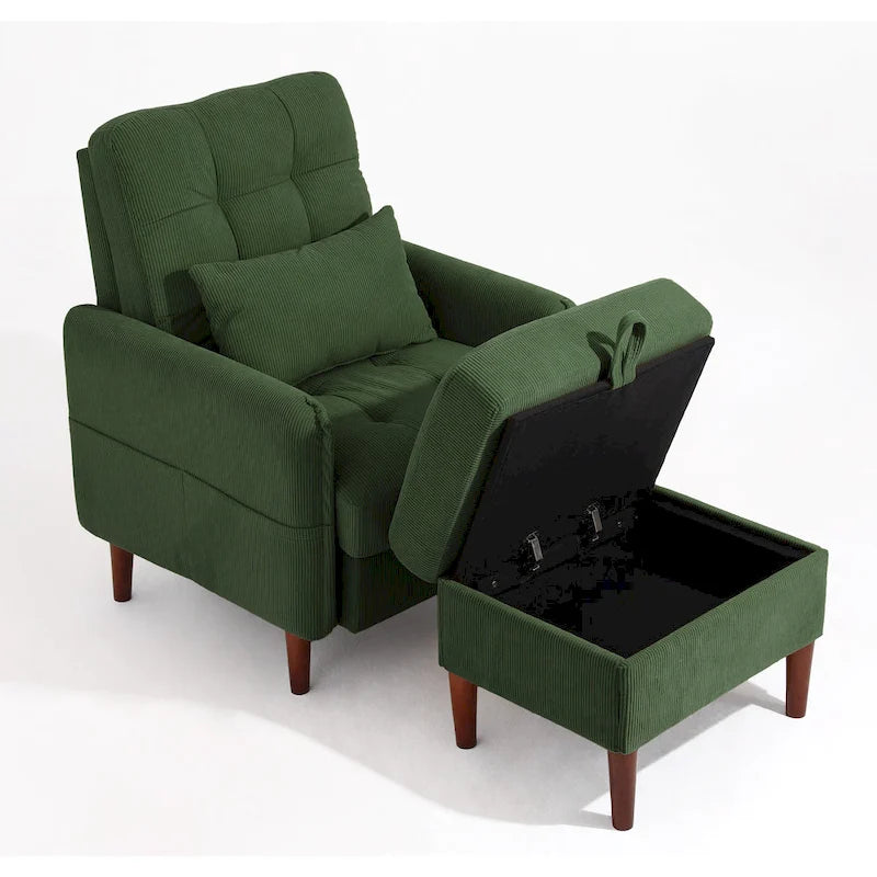Fauteuil d'appoint et pouf de rangement avec dossier réglable