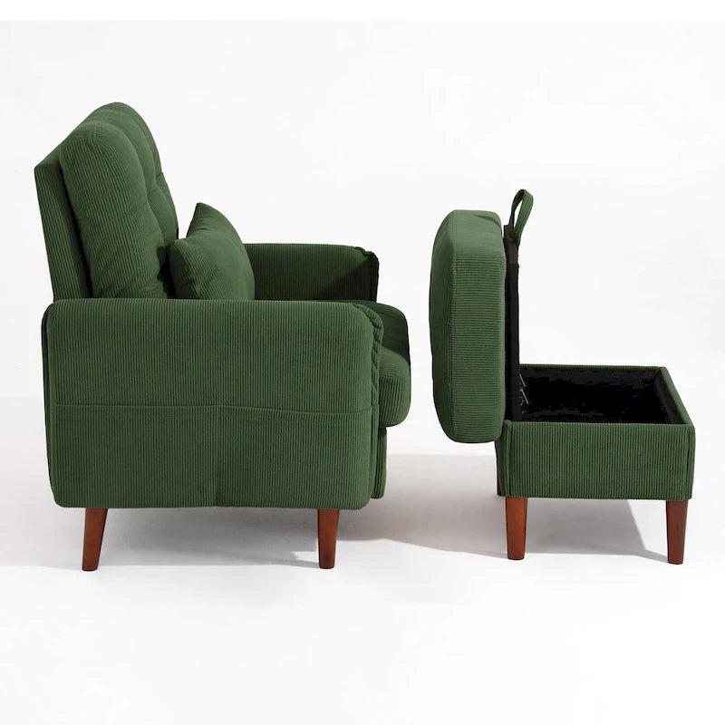 Fauteuil d'appoint et pouf de rangement avec dossier réglable