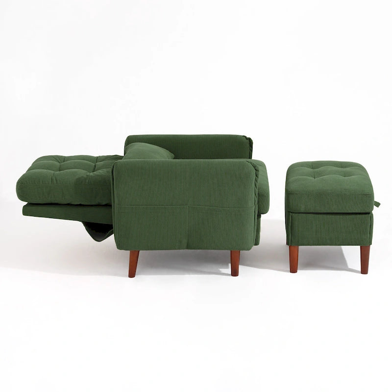 Fauteuil d'appoint et pouf de rangement avec dossier réglable