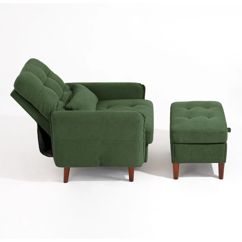 Fauteuil d'appoint et pouf de rangement avec dossier réglable