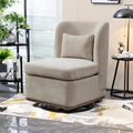 Fauteuil sans accoudoirs pivotant à 360° en chenille avec base en métal, coussin en mousse haute densité et oreiller inclus