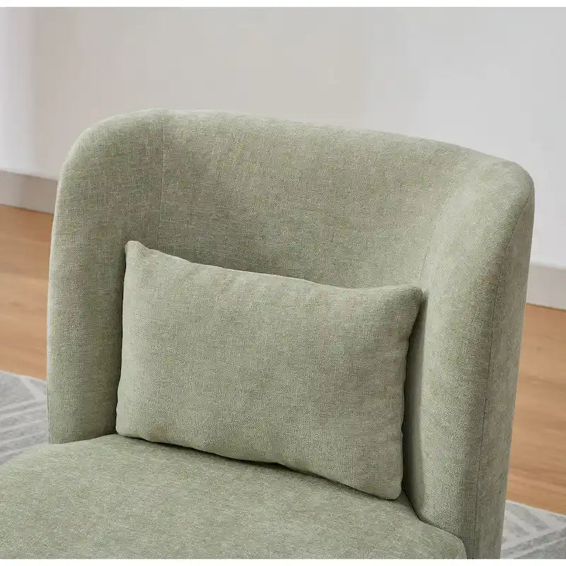 Fauteuil sans accoudoirs pivotant à 360° en chenille avec base en métal, coussin en mousse haute densité et oreiller inclus