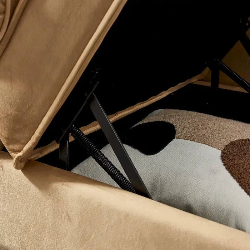 Méridienne capitonnée en velours kaki moderne 60.6 avec pieds en métal et rangement