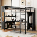 Lit mezzanine en métal avec armoire et bureau