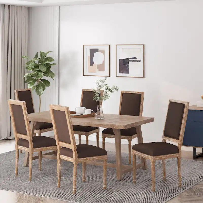 Chaise de salle à manger tapissée en bois par