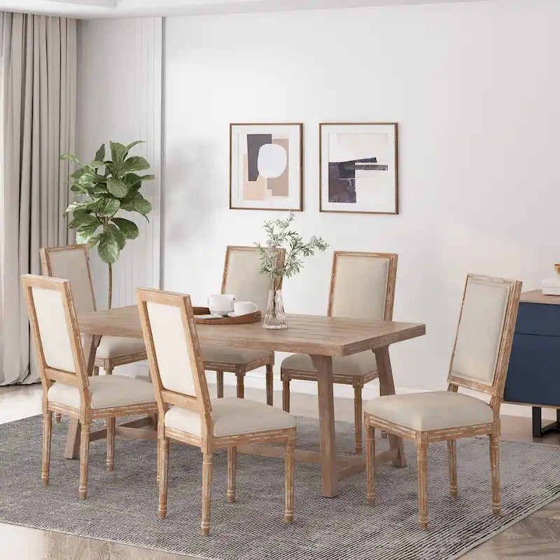 Chaise de salle à manger tapissée en bois par