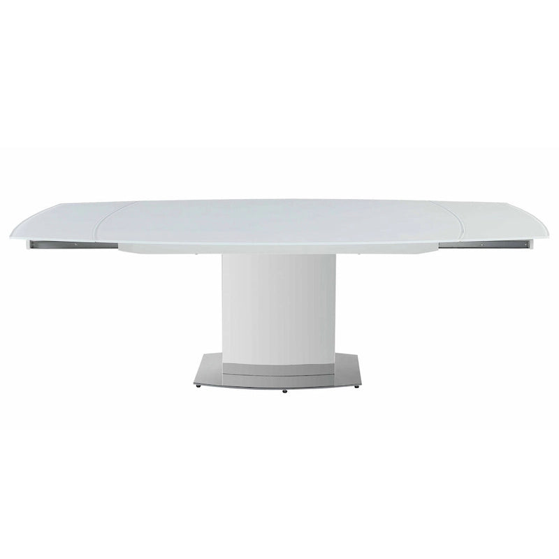 Contemporary Extendable White Glass Dining Table