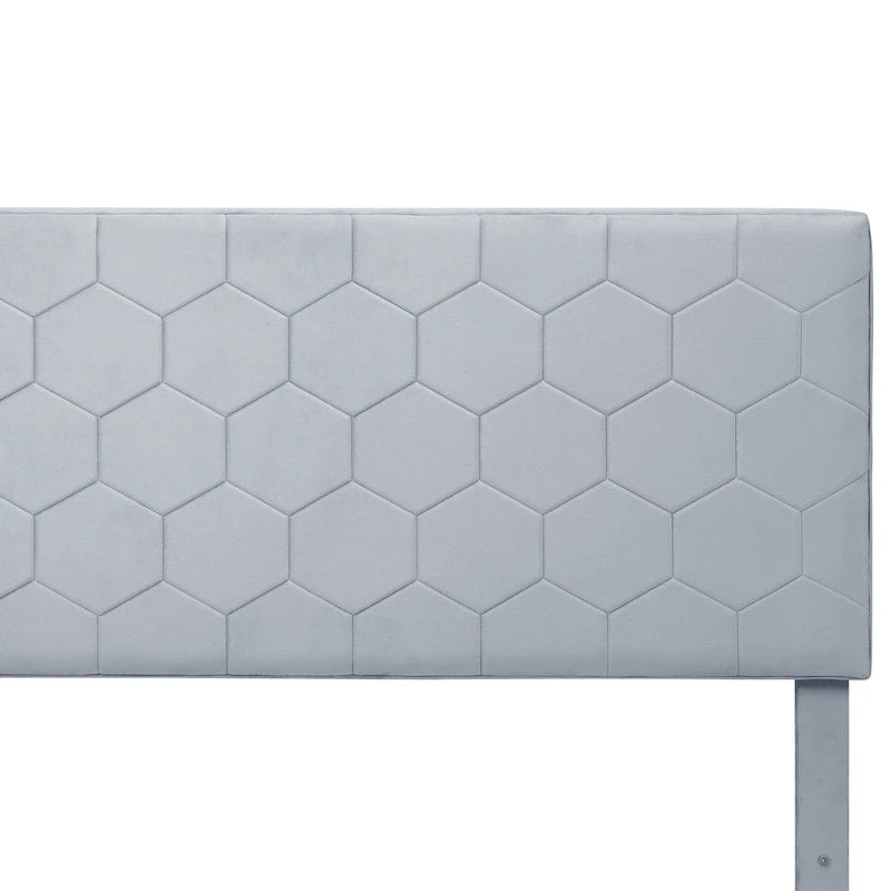 Lit d'appoint moderne en velours gris avec rangement et tête de lit