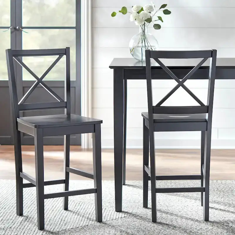 Tabouret haut à dossier en X de 61 cm (Lot de 2)