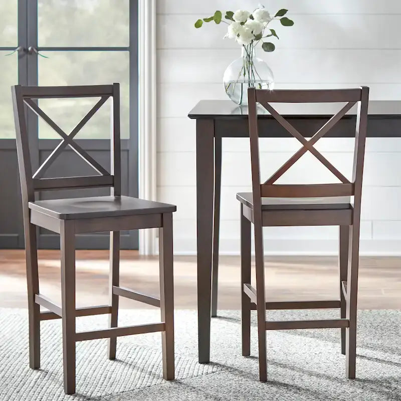 Tabouret haut à dossier en X de 61 cm (Lot de 2)