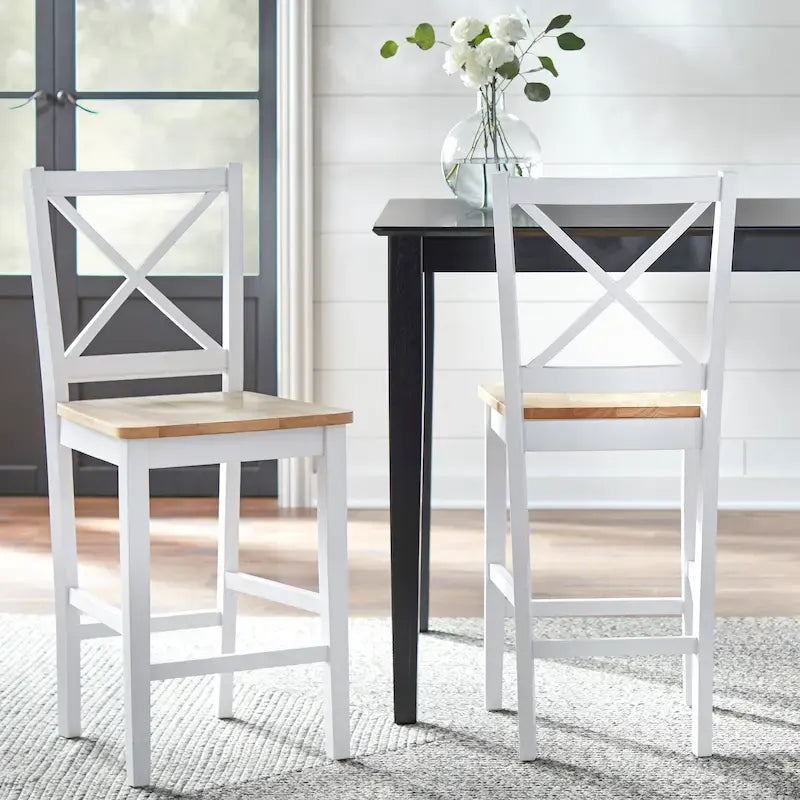 Tabouret haut à dossier en X de 61 cm (Lot de 2)