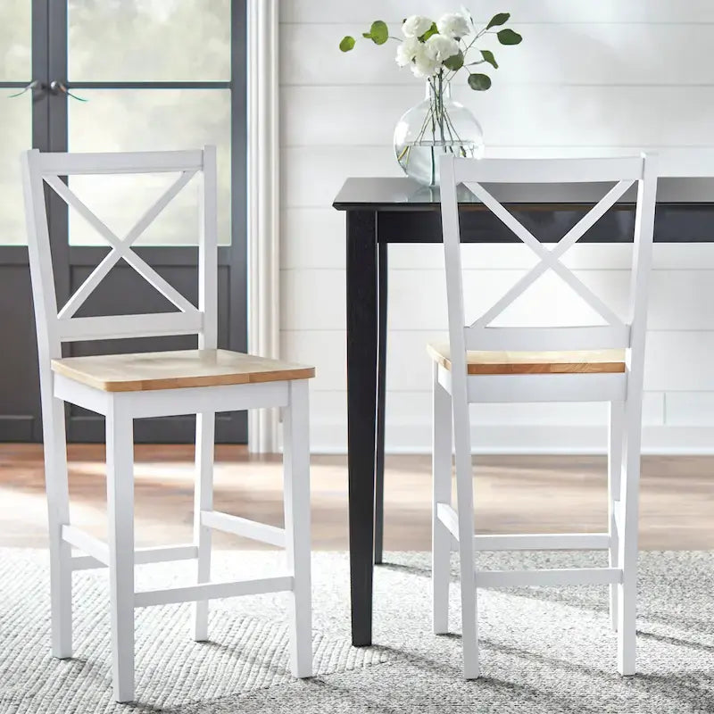 Tabouret haut à dossier en X de 61 cm (Lot de 2)