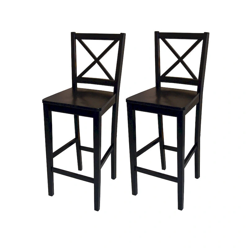 Tabouret haut à dossier en X de 61 cm (Lot de 2)