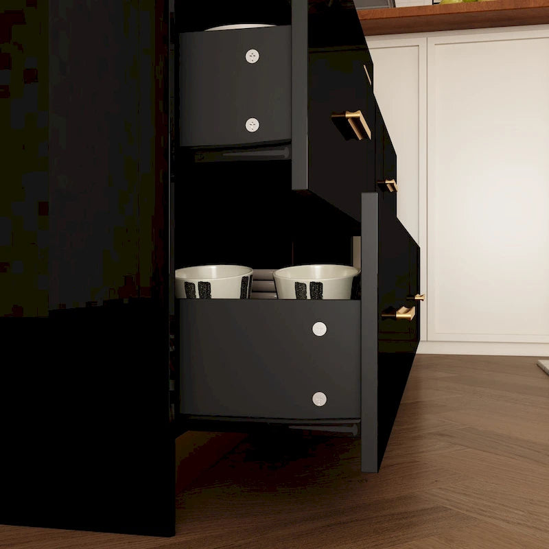 55.1 Commode de chambre moderne à 6 tiroirs Finition brillante