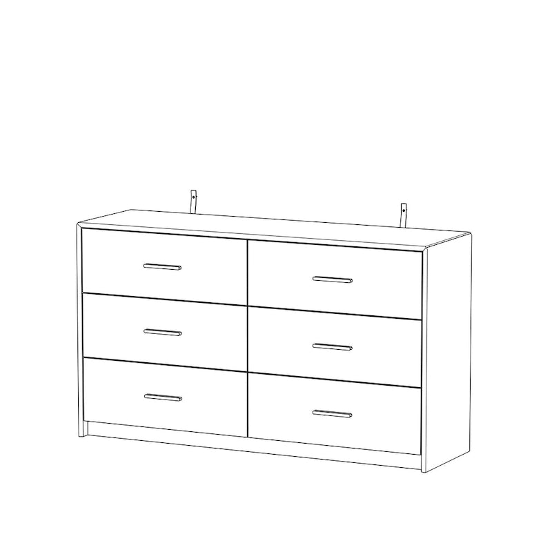 55.1 Commode de chambre moderne à 6 tiroirs Finition brillante