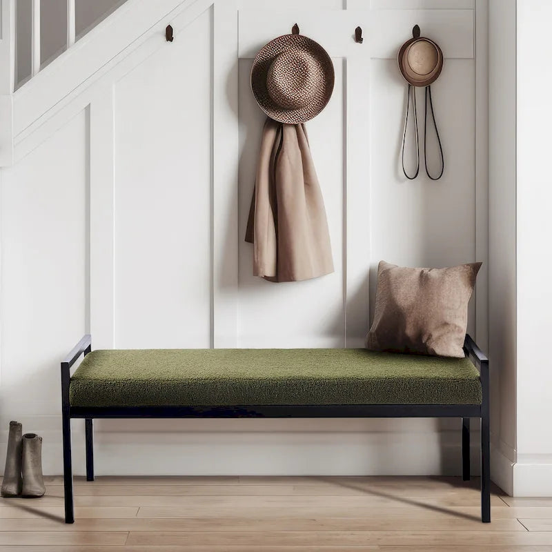 Banc capitonné à pieds en acier
