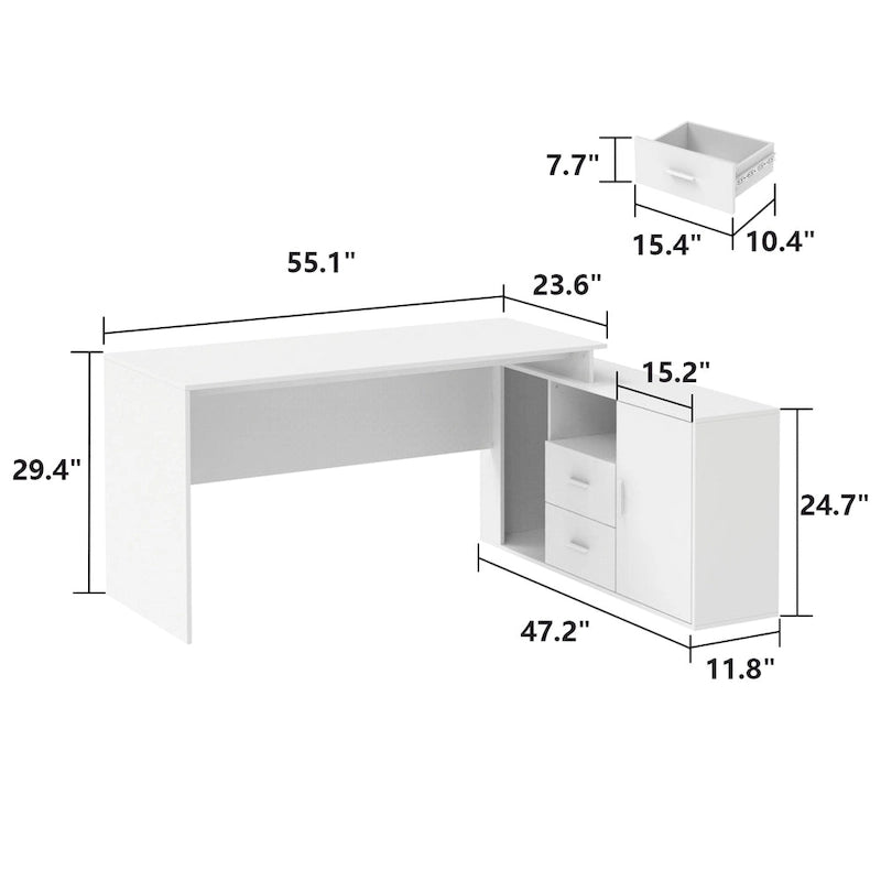 Bureau d'angle en L réversible pour ordinateur