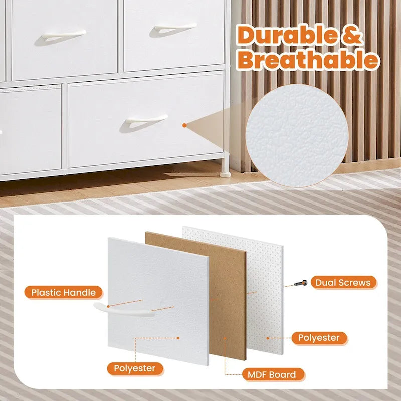 Dresser for Bedroom, Chest of Drawers, 5 Drawer Dresser, Closet Fabric Dresser with Metal Frame