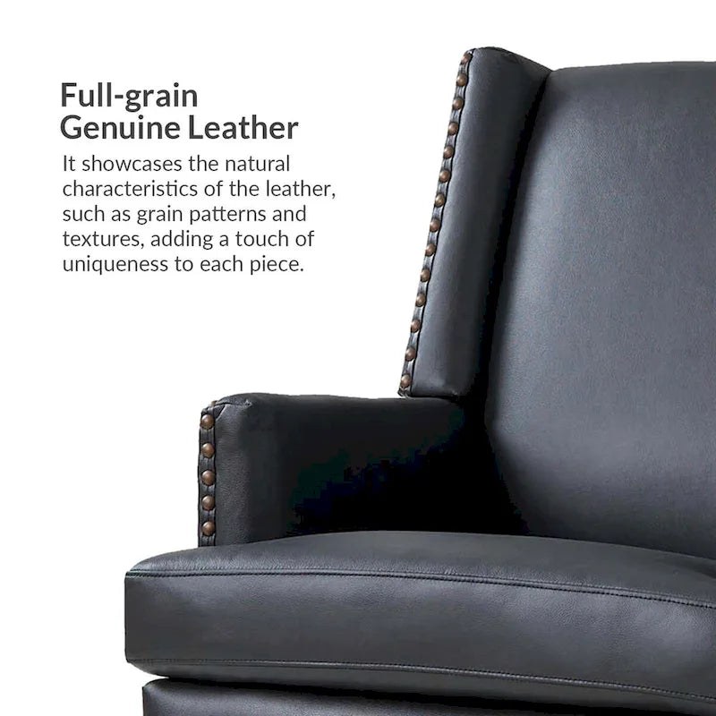 Fauteuil en cuir véritable avec cadre en bois massif et coussin d'assise amovible, lot de 2 par