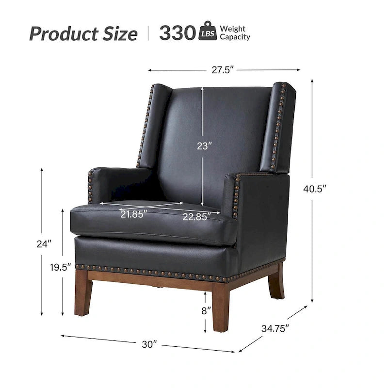 Fauteuil en cuir véritable avec cadre en bois massif et coussin d'assise amovible, lot de 2 par