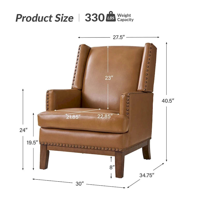 Fauteuil en cuir véritable avec cadre en bois massif et coussin d'assise amovible, lot de 2 par