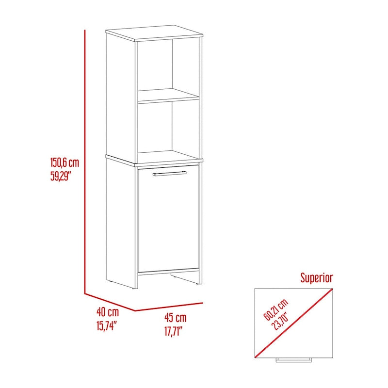 Garde-manger de cuisine, armoire à une porte, étagères intérieures et extérieures, finition blanche