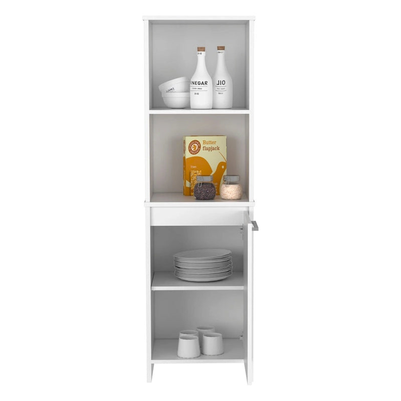 Garde-manger de cuisine, armoire à une porte, étagères intérieures et extérieures, finition blanche