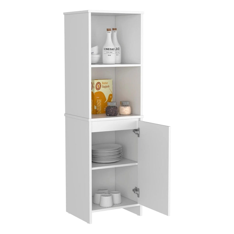 Garde-manger de cuisine, armoire à une porte, étagères intérieures et extérieures, finition blanche